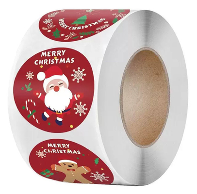 Etichette adesive rotonde personalizzate per etichette in PVC di buon Natale per buste regalo di carte