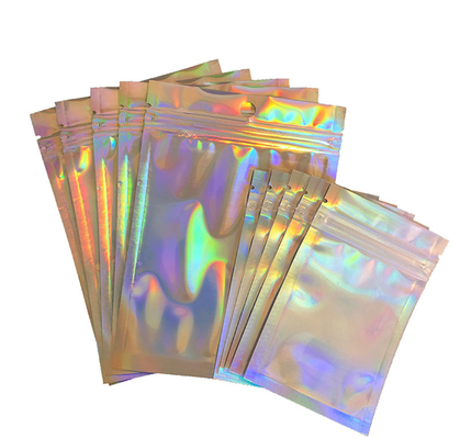 Sacchetti di carta richiudibili olografici personalizzati arcobaleno